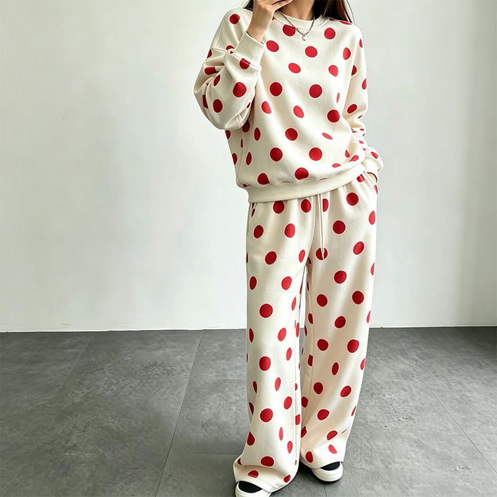 Retro-style loose sweatshirt set