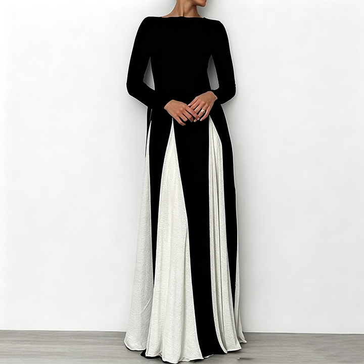 New color-block maxi dress with flared sleeves