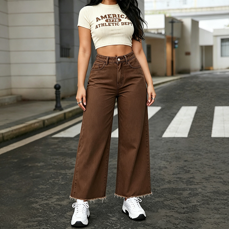 Low-stretch straight-leg raw-hem cropped jeans