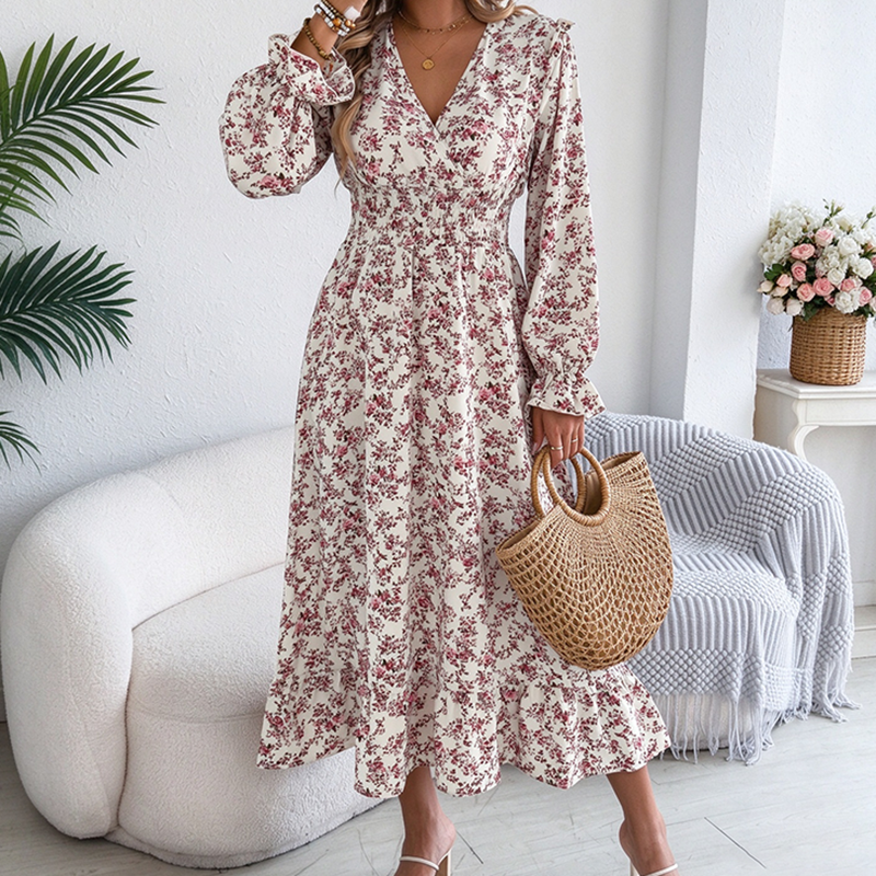 New floral V-neck maxi dress