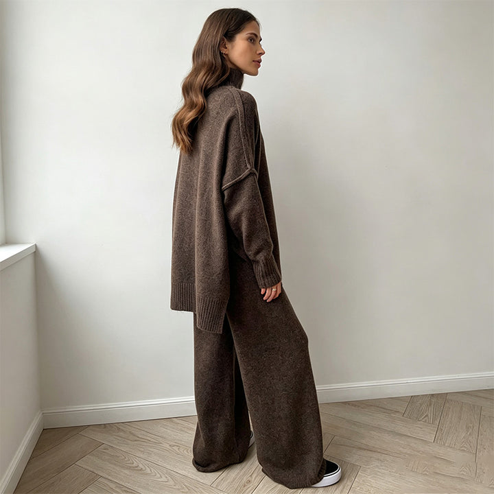 New casual high-neck sweater and trousers set