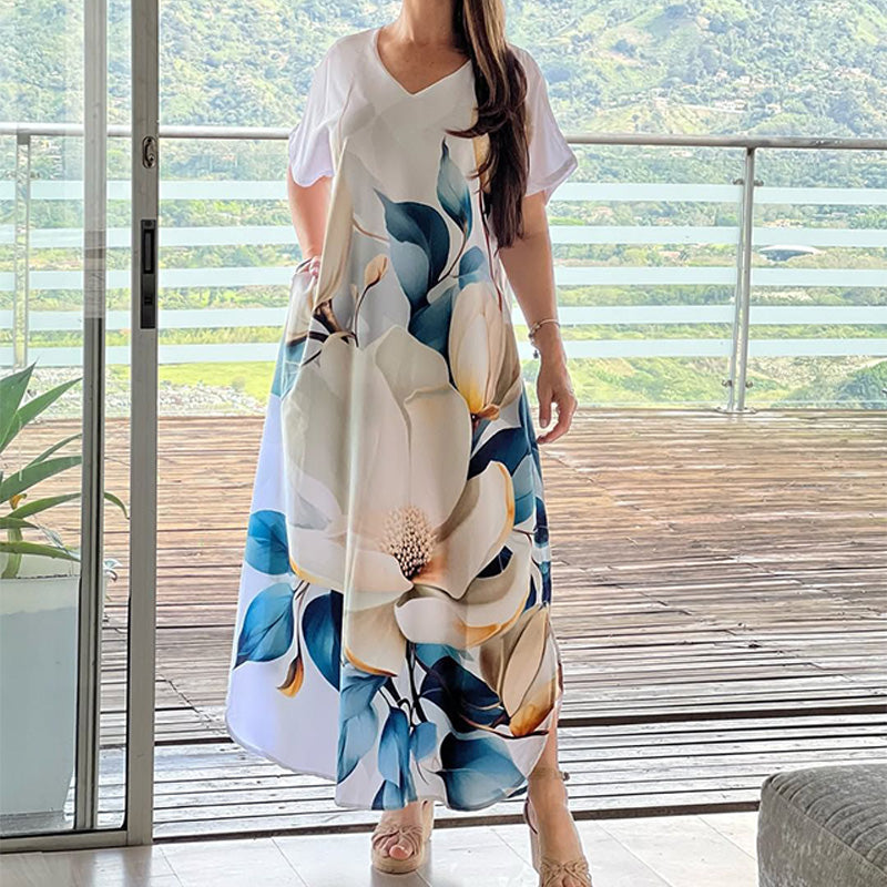New loose-fit, plus-size printed dress