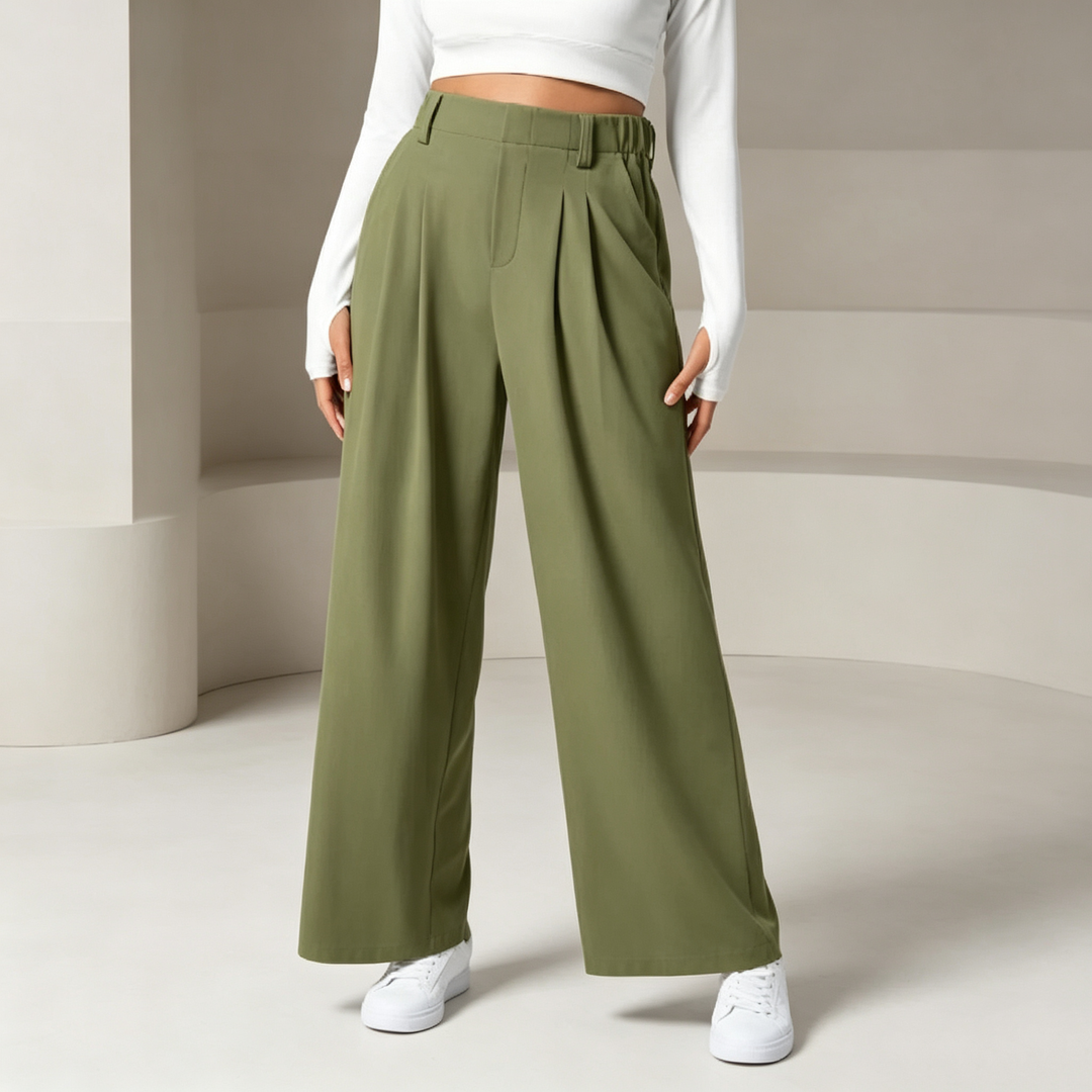 High-waisted, versatile, loose-fitting casual trousers