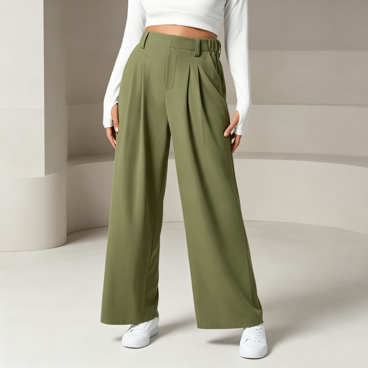 High-waisted, versatile, loose-fitting casual trousers