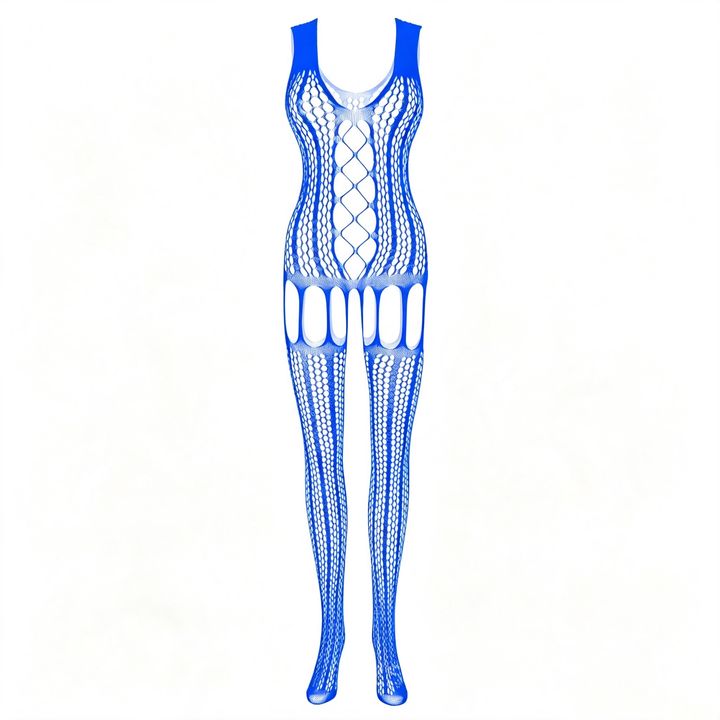 Sexy cut-out mesh open-crotch bodysuit/stockings