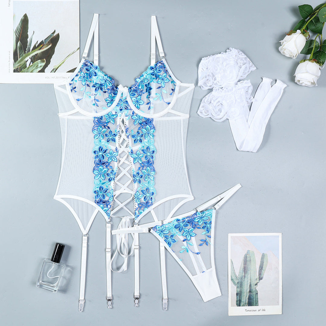 Floral Embroidered Strappy Lingerie Set✨