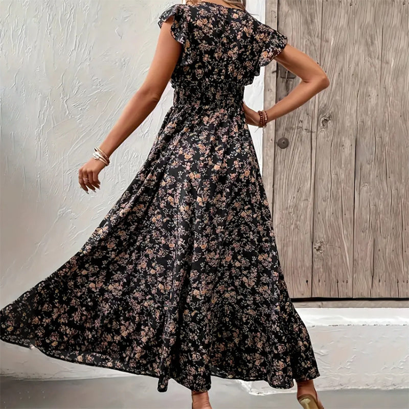 New Summer Stylish Floral Dress with a Full Skirt