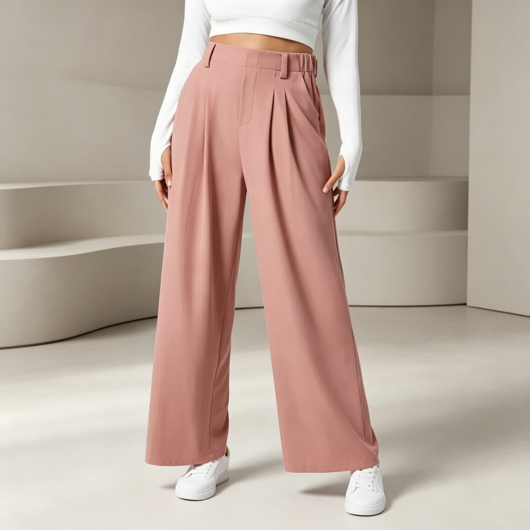 High-waisted, versatile, loose-fitting casual trousers