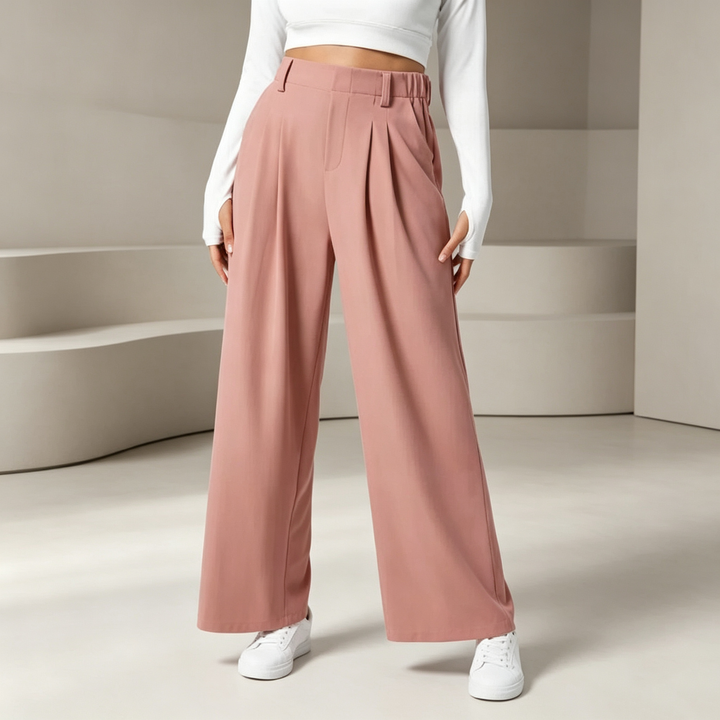 High-waisted, versatile, loose-fitting casual trousers