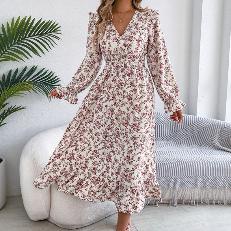 New floral V-neck maxi dress