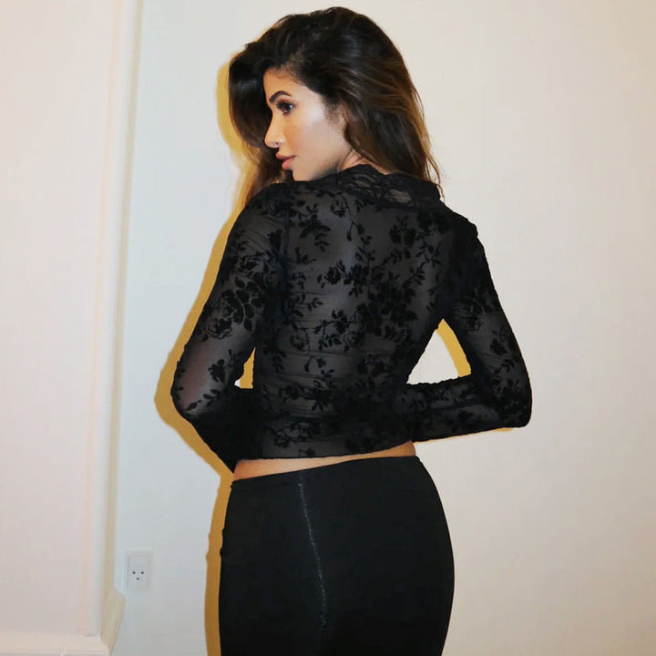 Sheer Lace V Neck Cardigan
