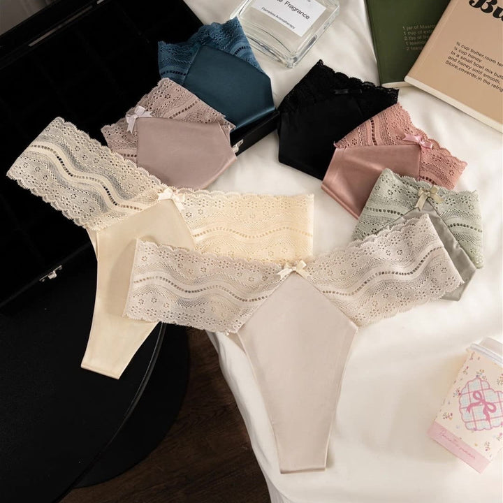 Satin Lace Seamless Thong(Buy 1, get 2 free)