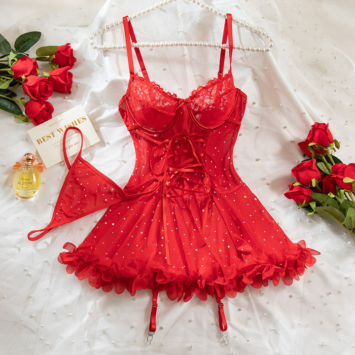 Sparkly Sheer Lace Mesh Dress