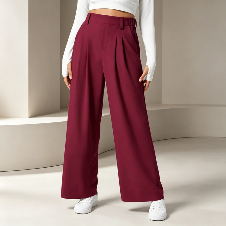 High-waisted, versatile, loose-fitting casual trousers