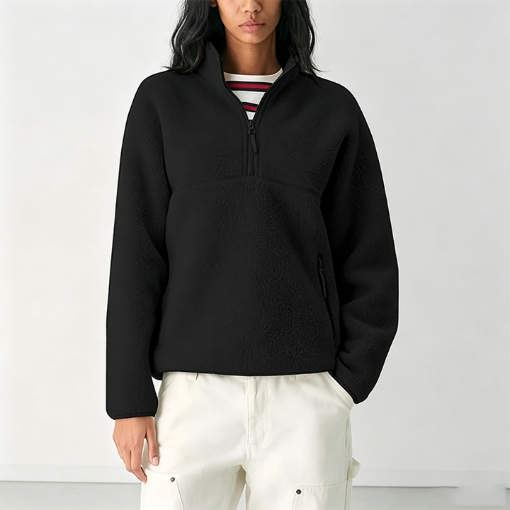 New stylish zippered fleece sweatshirt