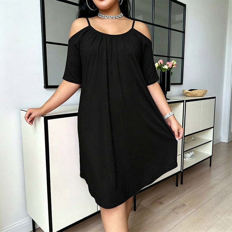 Solid-color short-sleeve slip-on nightgown