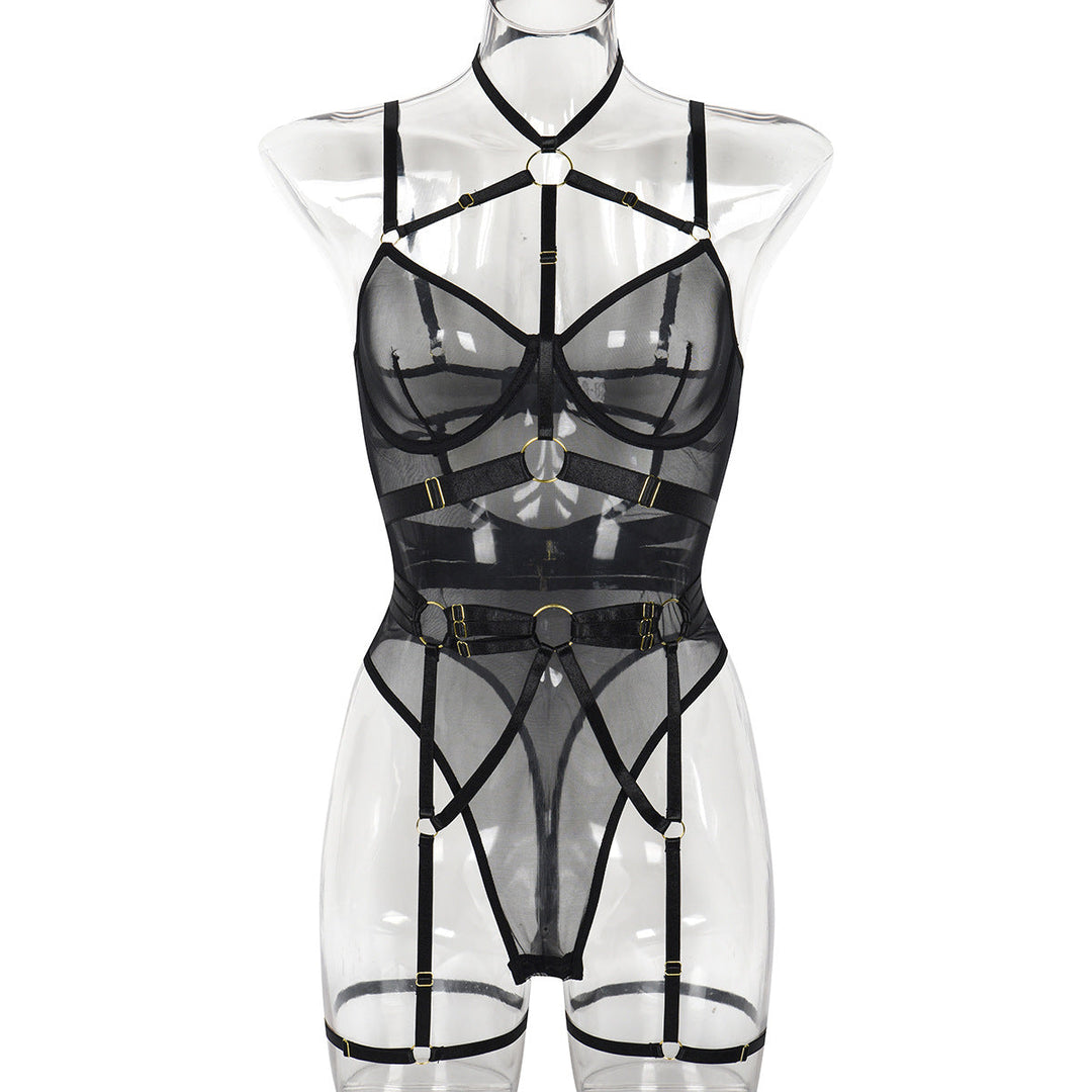 Leopard Mesh Strappy Bodysuit