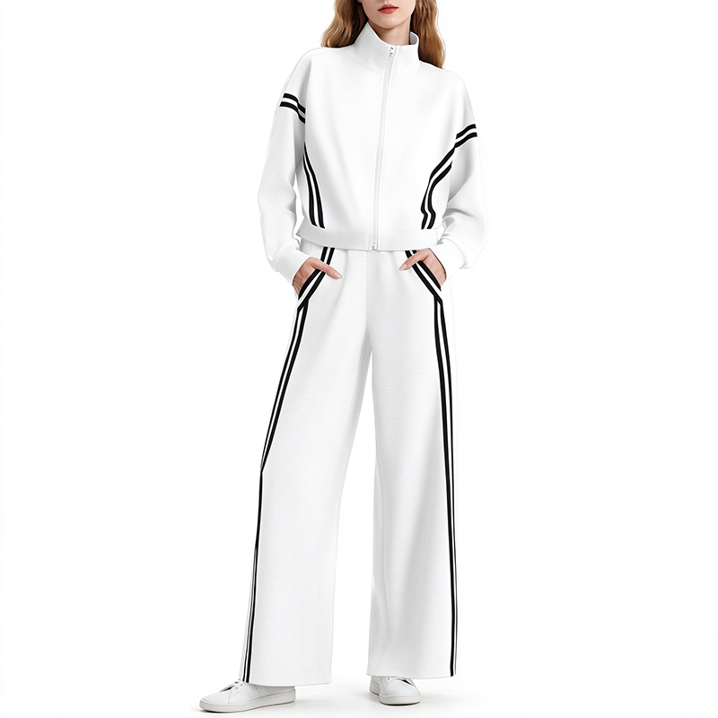 Long-Sleeve Two-Stripe Tracksuit (with Pockets)