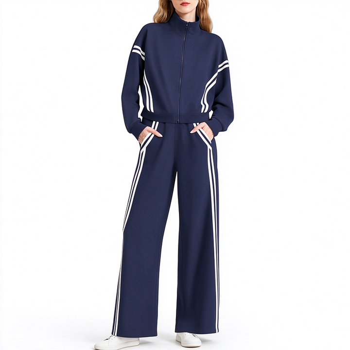 Long-Sleeve Two-Stripe Tracksuit (with Pockets)