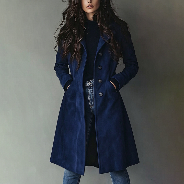 Eye-catching, stylish, casual-style faux suede trench coat