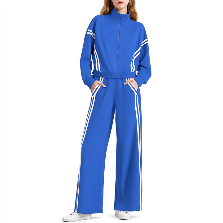 Long-Sleeve Two-Stripe Tracksuit (with Pockets)