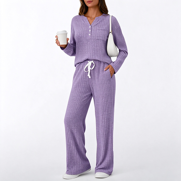 New Autumn/Winter Ribbed Brushed-Knit Set
