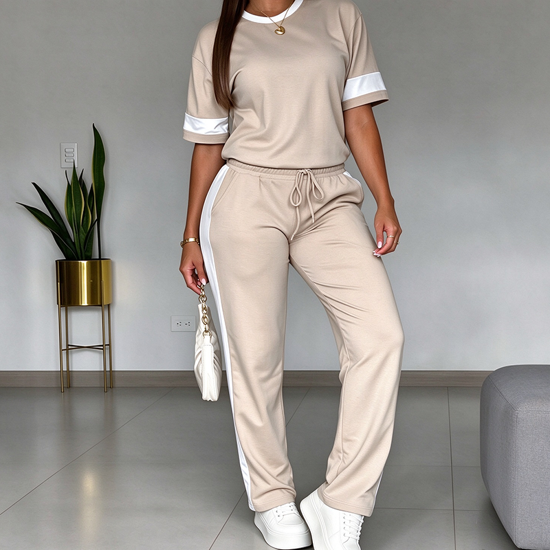 New Casual Two-Piece Set with Side Stripes