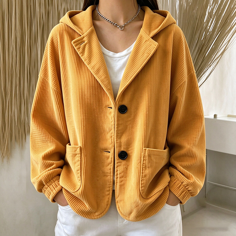Autumn/Winter Corduroy Hooded Jacket