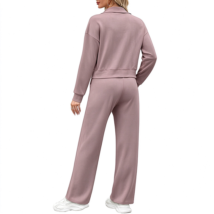 New Stylish Striped Color-Block Two-Piece Sportswear Set