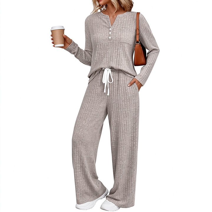 New Autumn/Winter Ribbed Brushed-Knit Set