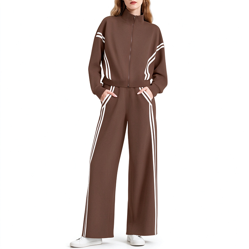 Long-Sleeve Two-Stripe Tracksuit (with Pockets)