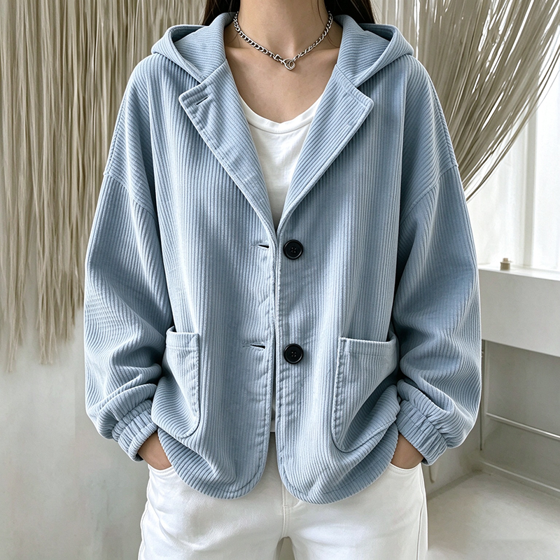 Autumn/Winter Corduroy Hooded Jacket