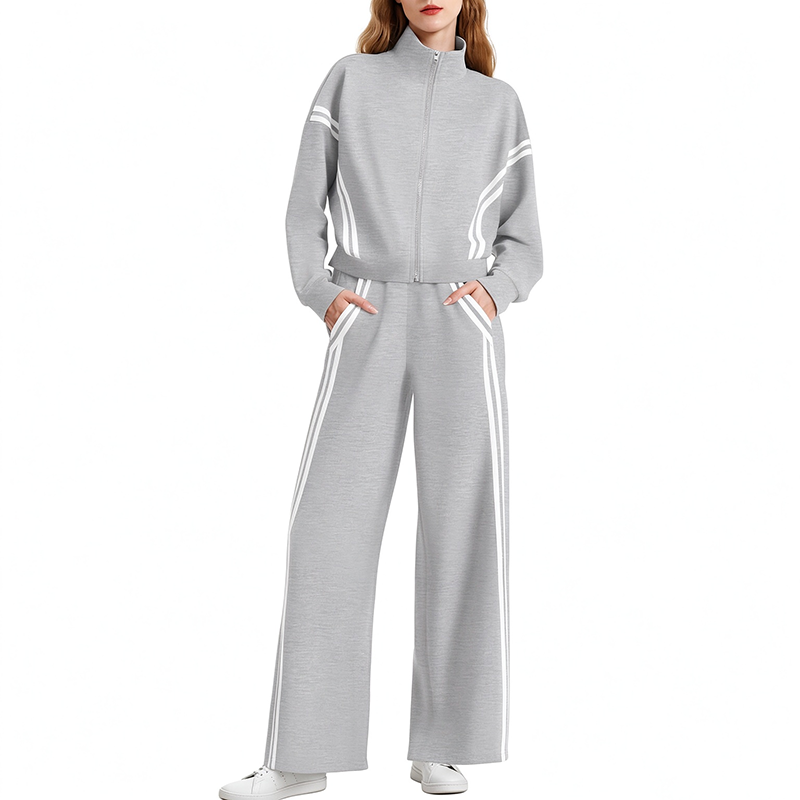 Long-Sleeve Two-Stripe Tracksuit (with Pockets)