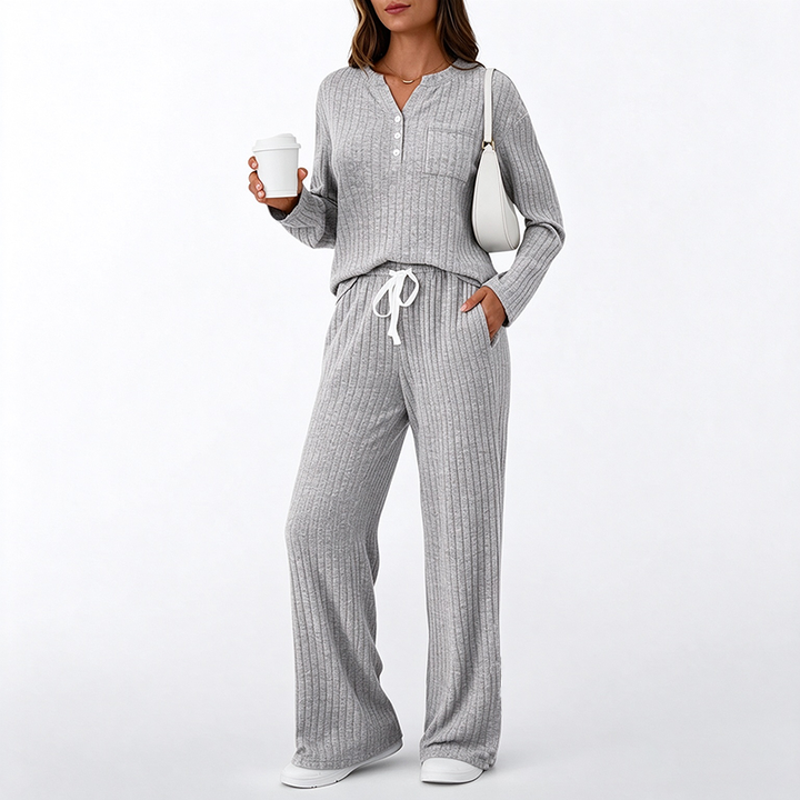 New Autumn/Winter Ribbed Brushed-Knit Set