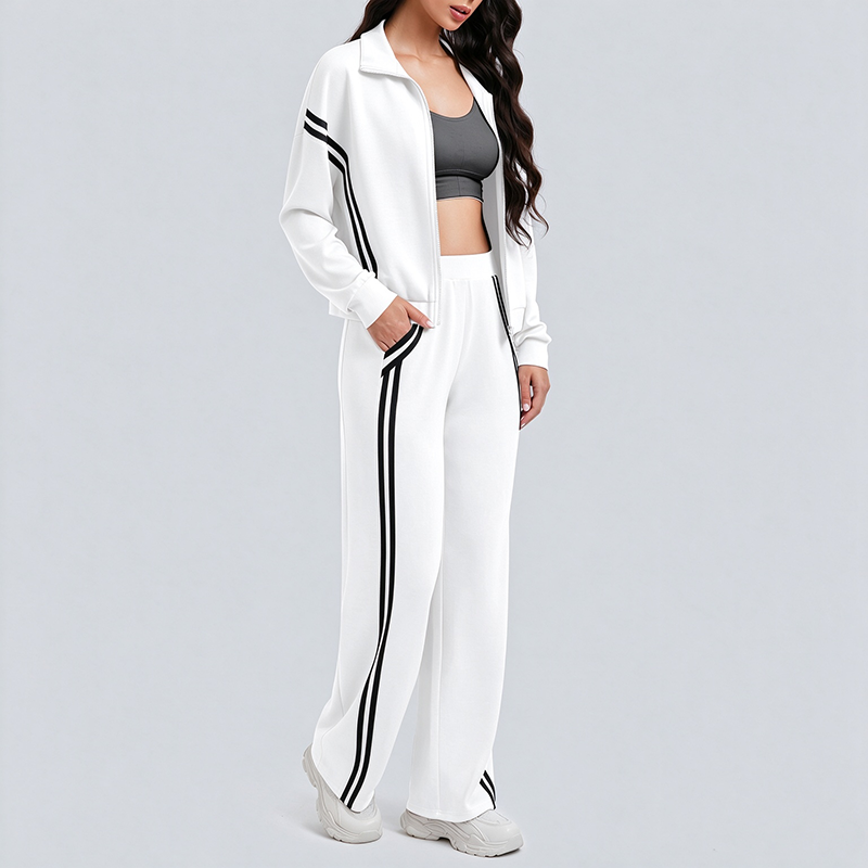 Long-Sleeve Two-Stripe Tracksuit (with Pockets)