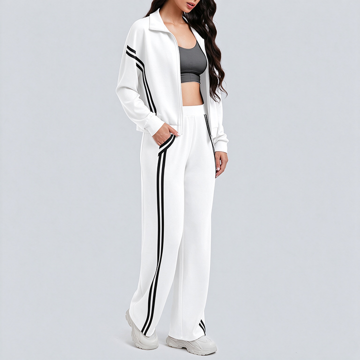 Long-Sleeve Two-Stripe Tracksuit (with Pockets)