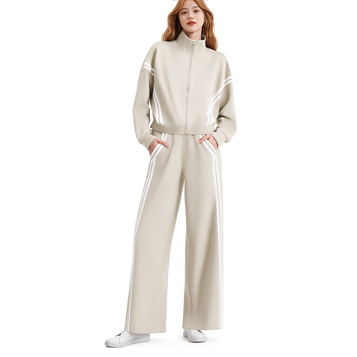 Long-Sleeve Two-Stripe Tracksuit (with Pockets)