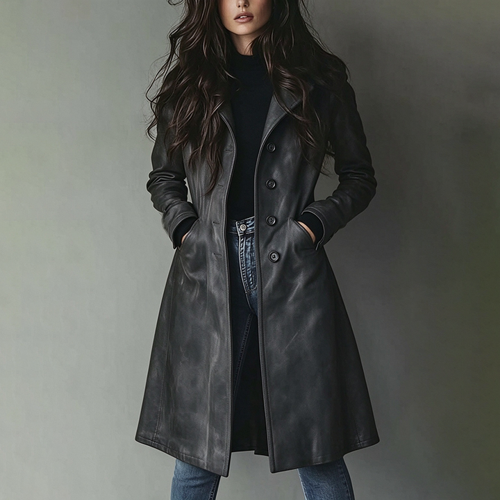 Eye-catching, stylish, casual-style faux suede trench coat