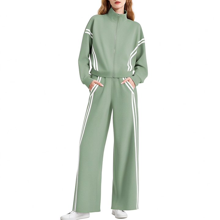 Long-Sleeve Two-Stripe Tracksuit (with Pockets)