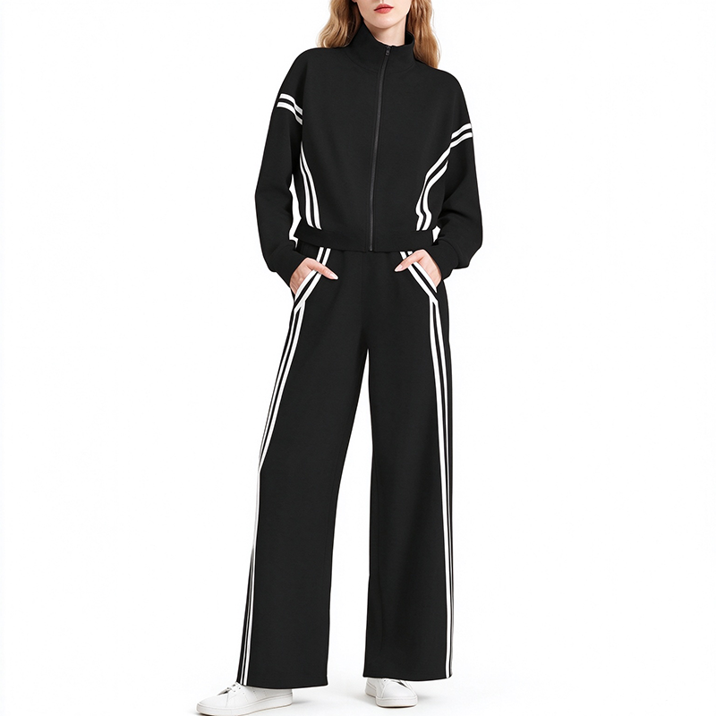 Long-Sleeve Two-Stripe Tracksuit (with Pockets)