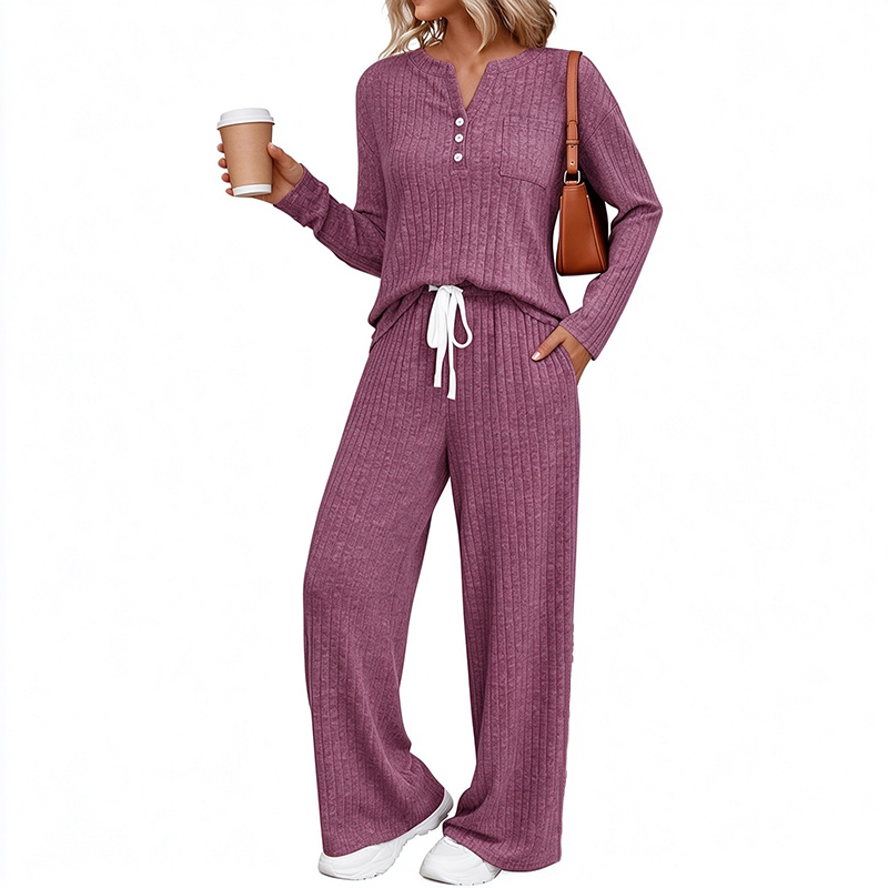 New Autumn/Winter Ribbed Brushed-Knit Set