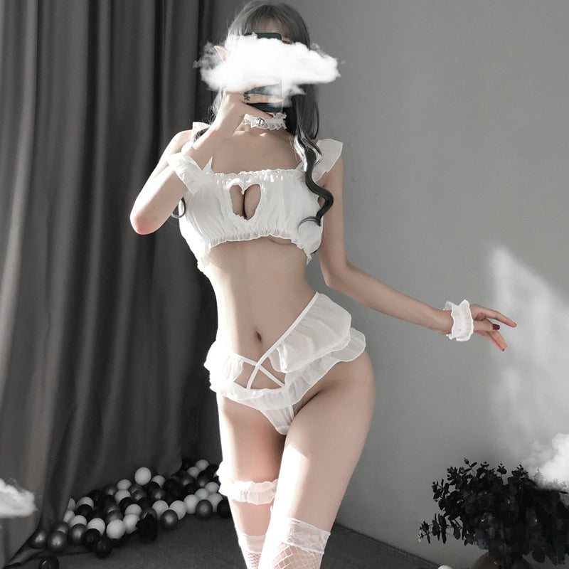 Süßes und verspieltes Dienstmädchen-Outfit, sexy Hollow-Love-Uniform
