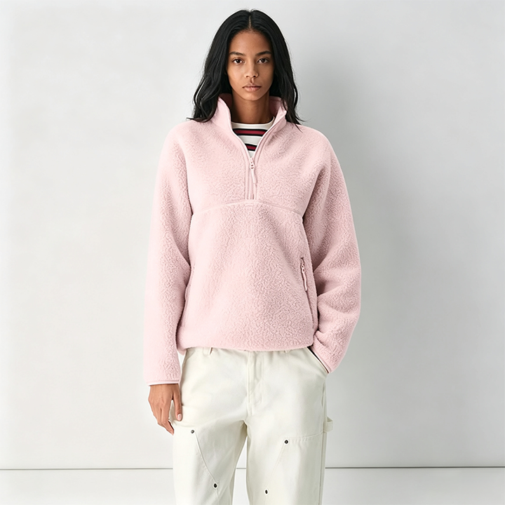 New stylish zippered fleece sweatshirt