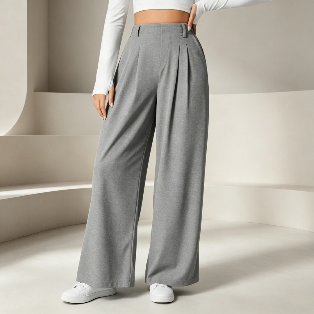 High-waisted, versatile, loose-fitting casual trousers