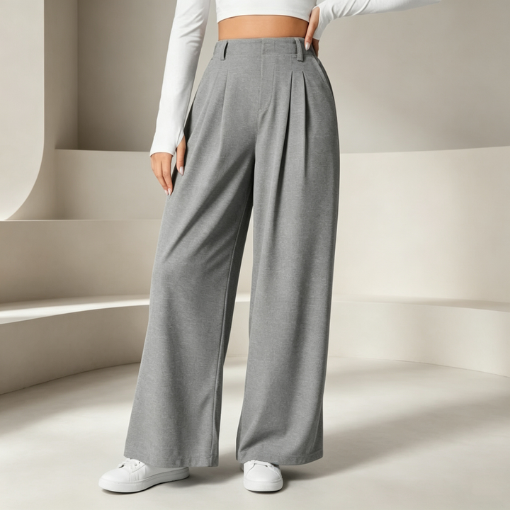 High-waisted, versatile, loose-fitting casual trousers