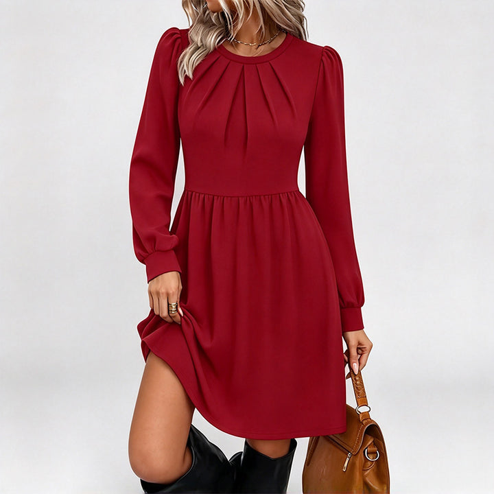 New mid-length, long-sleeved pleated dress