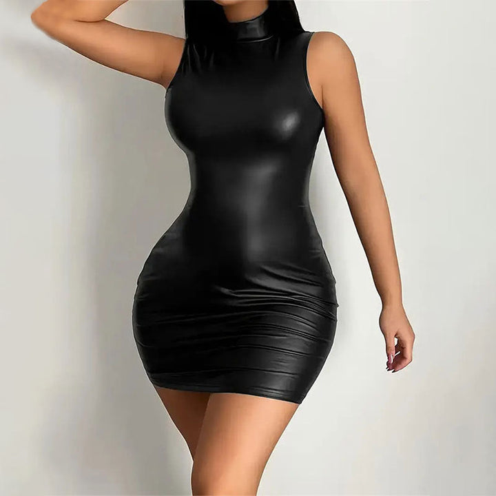Faux Leather Bodycon Mini Dress