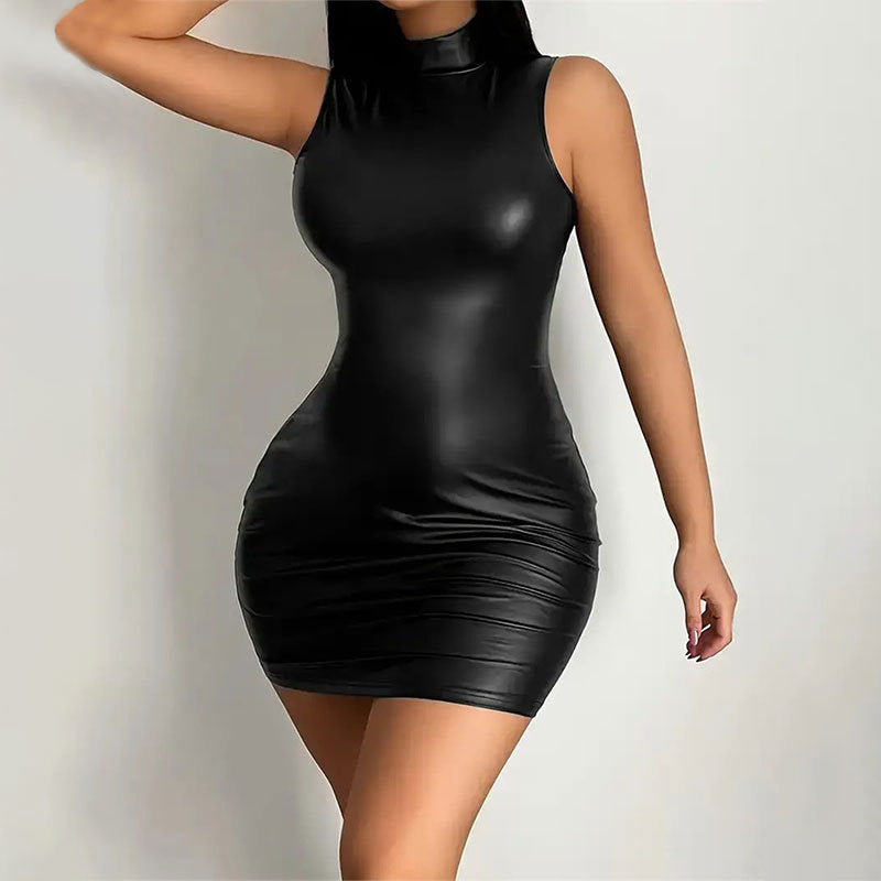 Faux Leather Bodycon Mini Dress
