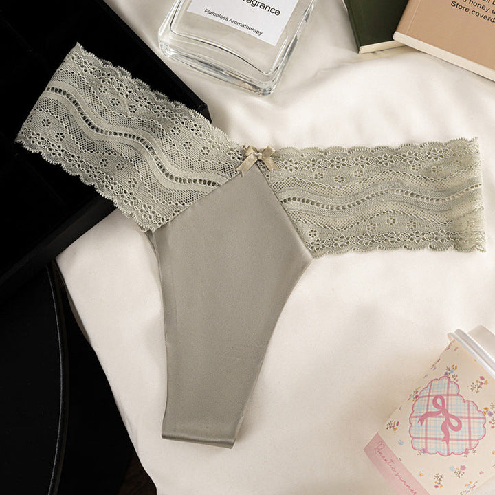 Satin Lace Seamless Thong(Buy 1, get 2 free)