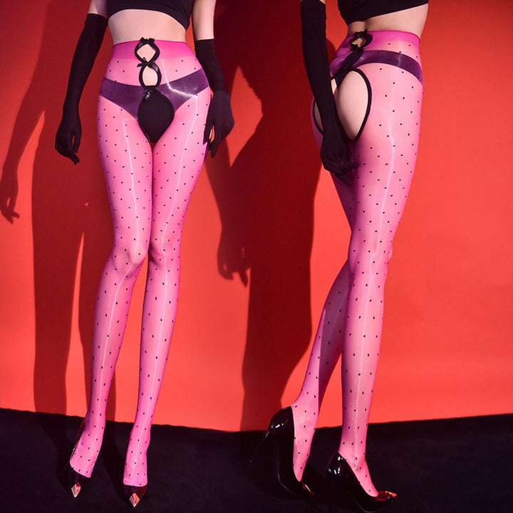 5D Aurora Polka-Dot Open-Crotch Pantyhose